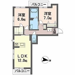 ベアーレ 2LDKの間取図画像