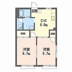 ドエル・フラッツ 2DKの間取図画像