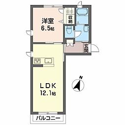 ブルーパル 1LDKの間取図画像
