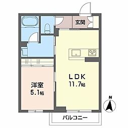 シャーメゾン南白土 1LDKの間取図画像