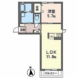 ベルスクエアA 1LDKの間取図画像
