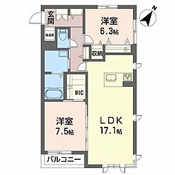 メゾンマスト川尻 2LDKの間取図画像