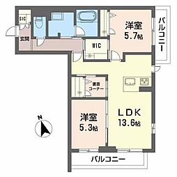 ララ・シャーメゾン 2LDKの間取図画像