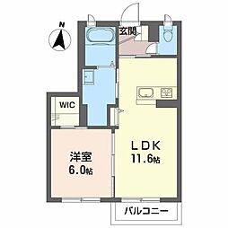 ベレオガーデンズ久留米2 1LDKの間取図画像