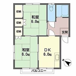 コーポ二の森 2DKの間取図画像