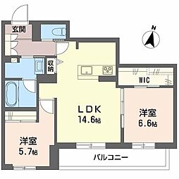 弓張月 上杉 2LDKの間取図画像