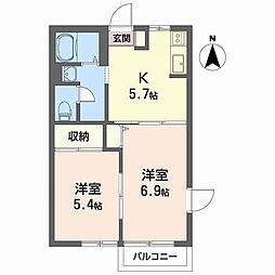 メゾン・リブジェ 2Kの間取図画像