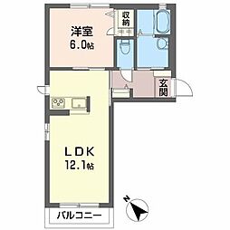 リヴェール・ロジュマン 1LDKの間取図画像