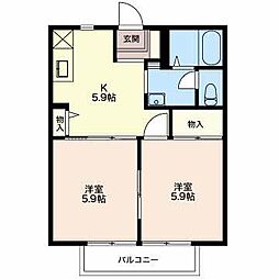 ルミエール四本松 2Kの間取図画像