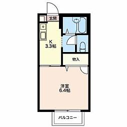 ヴューテラス司 1Kの間取図画像