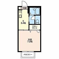 リニーヒル 1Kの間取図画像