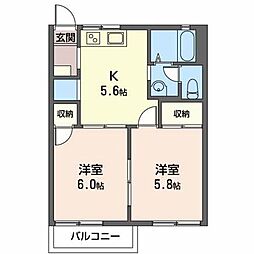 フレグランス松本A 2Kの間取図画像