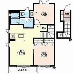 プレステージITB 2LDKの間取図画像