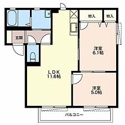 エルグラード 2LDKの間取図画像