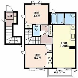 アミティエB 2LDKの間取図画像