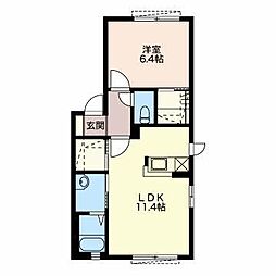 キングダム2 1LDKの間取図画像