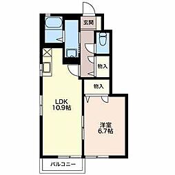 コートエスポワールB棟 1LDKの間取図画像
