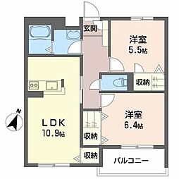 インペリアル 2LDKの間取図画像