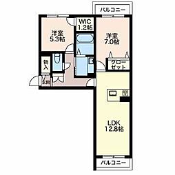 ウェルデンス上所島壱番館 2LDKの間取図画像