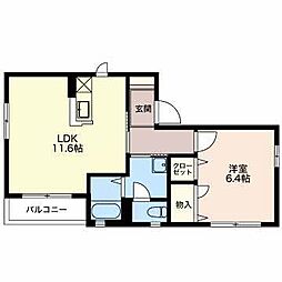 ディアス和合町2 1LDKの間取図画像