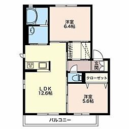 アンジュールA 2LDKの間取図画像