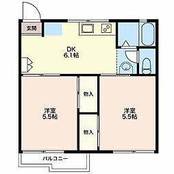 サンヴェール池田B 2DKの間取図画像