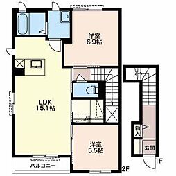 シャルマンA 2LDKの間取図画像