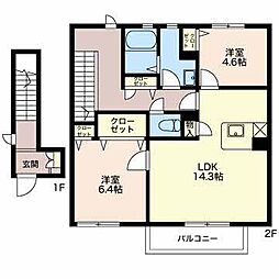 カーサ・フィーリア 2LDKの間取図画像