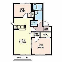 イーハトーヴ 2LDKの間取図画像