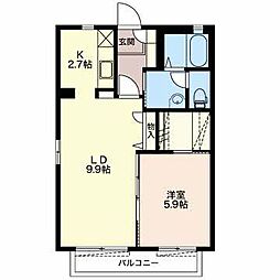サン・メゾンおおしま 1LDKの間取図画像