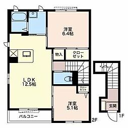 コーポソレイユ6 2LDKの間取図画像