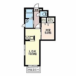 オリンピア 1LDKの間取図画像