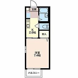 グランドール2 1Kの間取図画像