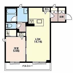 グレイスリー御厨 1LDKの間取図画像