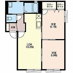 パラシオンN 2LDKの間取図画像