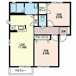 ブリリアントハウスA 2LDKの間取図画像