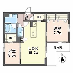 べレオ伊勢山 1階2LDKの間取り