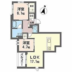 Ａｓｇａｒｄ金山 2階2LDKの間取り