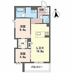 メゾン　ド　コリーヌ 3階2LDKの間取り