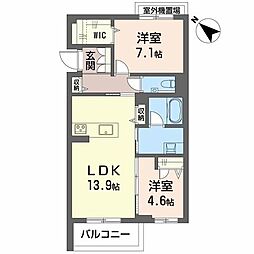 Aile Blanche 吹上 2LDKの間取図画像