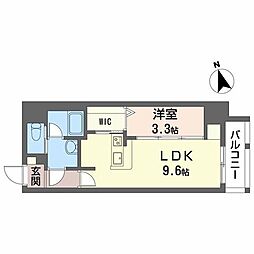 シュガーヒルズ大曽根テラス 8階1LDKの間取り