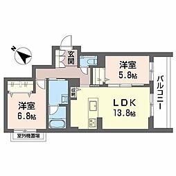 ヴィアソーレ 2LDKの間取図画像