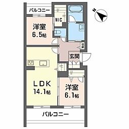 ヴィアソーレ 2階2LDKの間取り