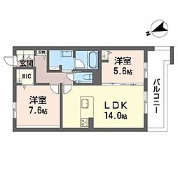 ＶＩＰ　ＧＡＲＤＥＮ 0205 2階2LDKの間取り