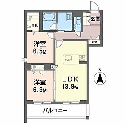 カルム・ラ・ポーズ 3階2LDKの間取り