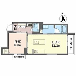 エクラージュ吹上 1LDKの間取図画像