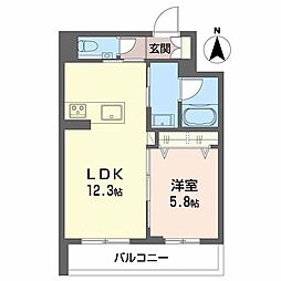 ウイングズドエル 3階1LDKの間取り