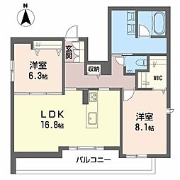 ウイングズドエル 4階2LDKの間取り