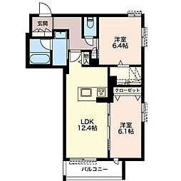 シャーメゾン恵方 2LDKの間取図画像