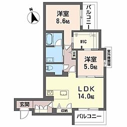 NGE金山プルミエ 2LDKの間取図画像